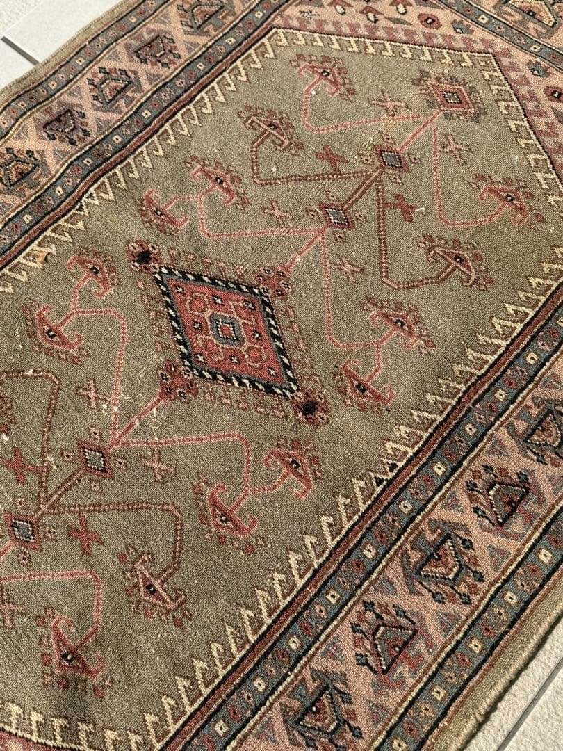 T89 ヴィンテージ トルコ ウシャク オリエンタル ラグ マット