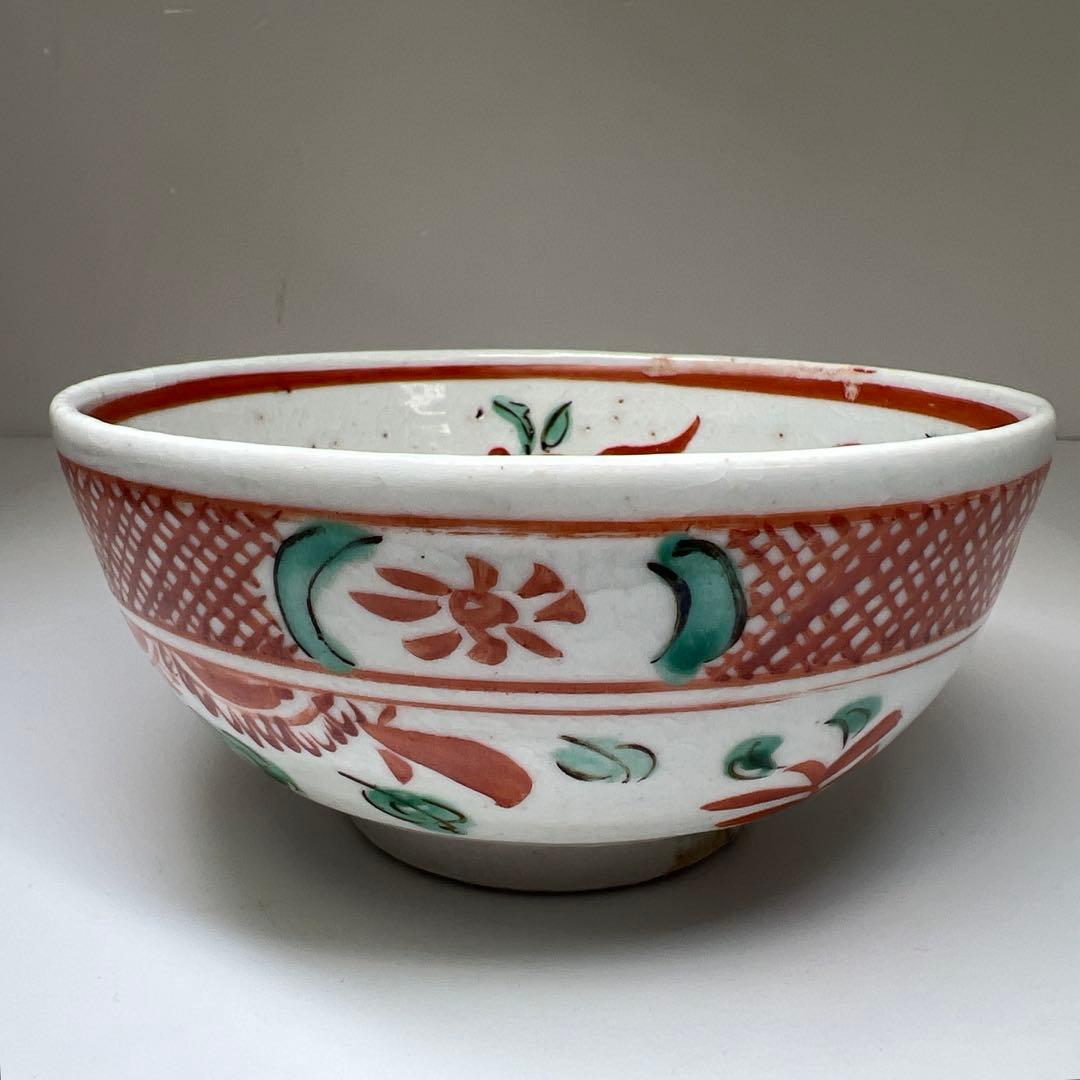 中国明時代　呉州赤絵茶碗　木箱付　口径13.5㎝　東Y7-0709⭐︎2Fタトコ