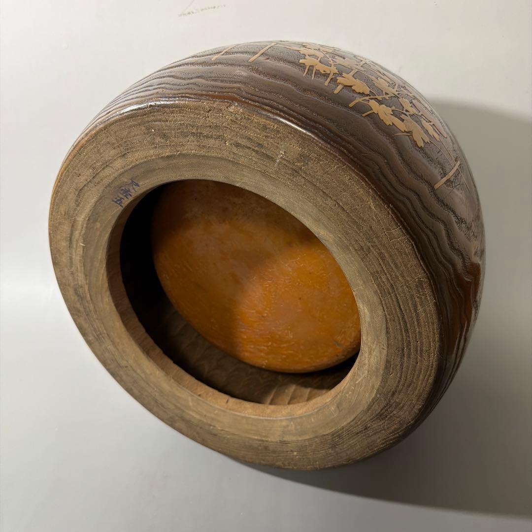 桐材 秋草蒔絵 火鉢 虫の音 螺鈿 陽刻 梨地