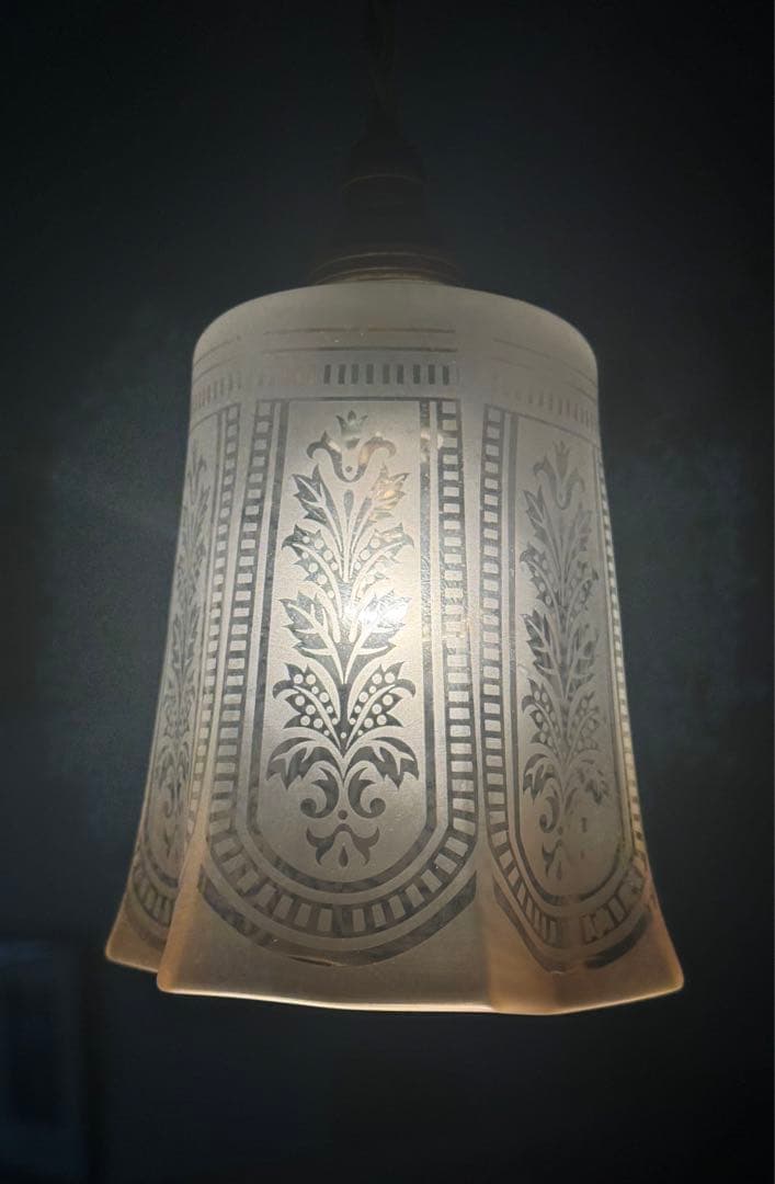 レトロ ガラス ペンダントライト 吊り下げTOSHIBA製