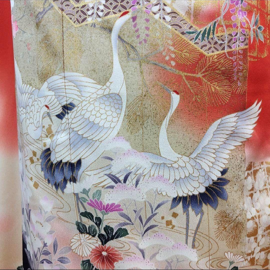 最終価格☆振袖フルセット(6点)・古典柄・金彩加工・舞鶴・胴裏正絹・正絹