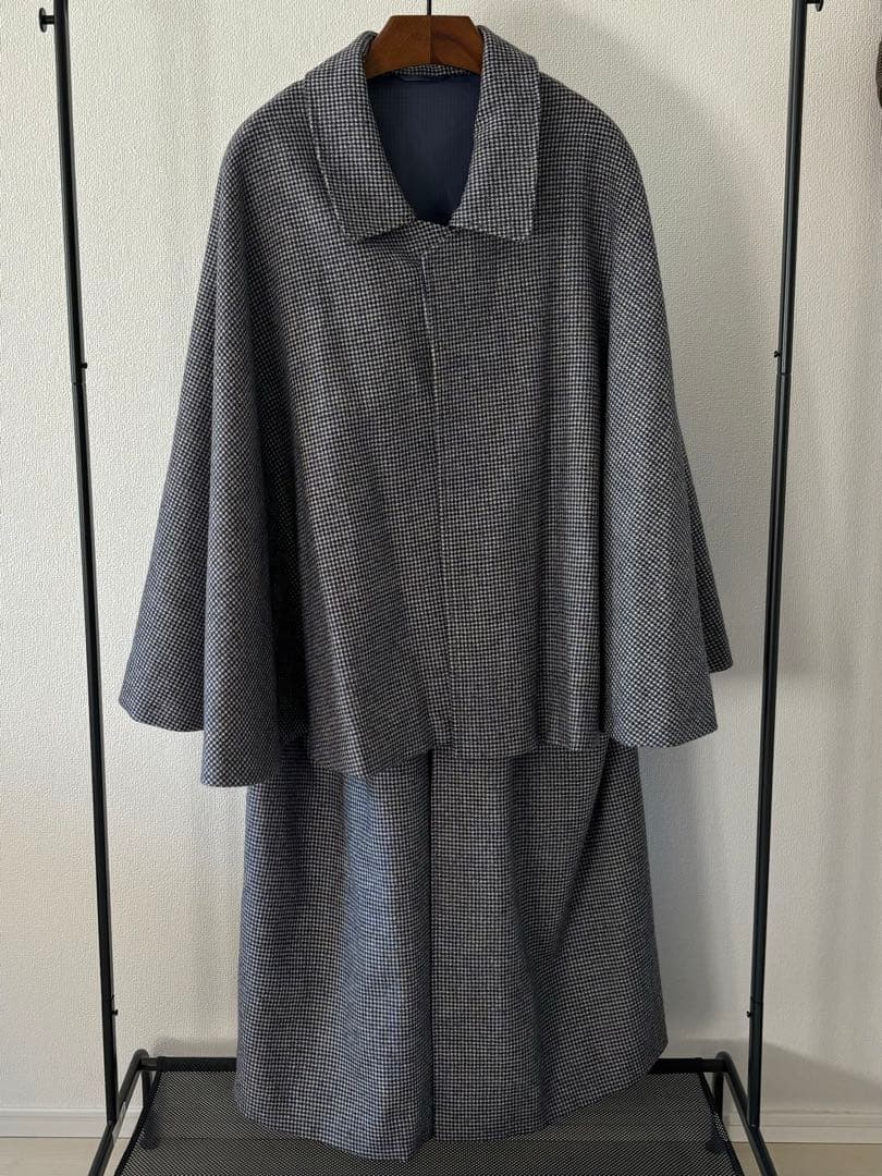 インバネスコート トンビコート 千鳥格子　二重廻し　ウール
