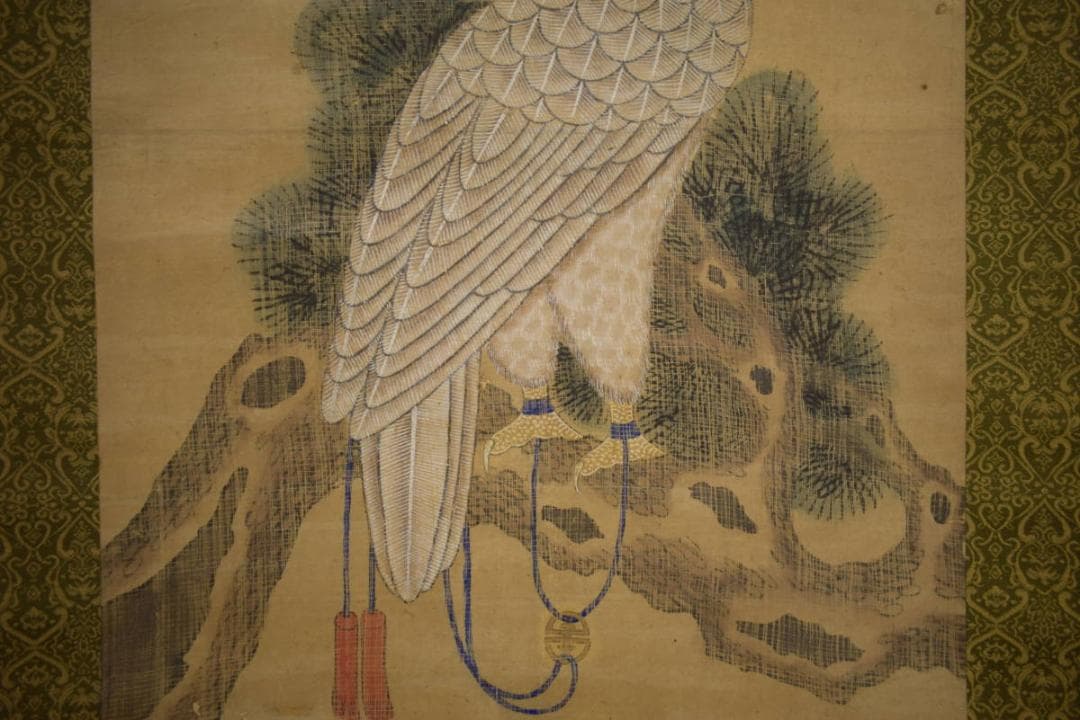 真作/宣和/鷹/画賛/布袋屋掛軸HI-715