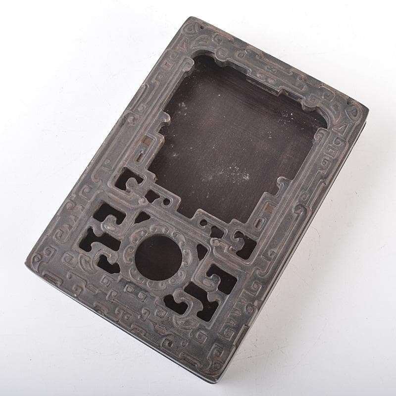 中国　細密彫刻　書道具　端渓硯　装飾端渓雕盒　M　7758E