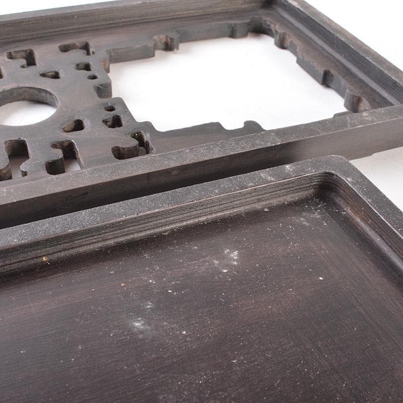 中国　細密彫刻　書道具　端渓硯　装飾端渓雕盒　M　7758E