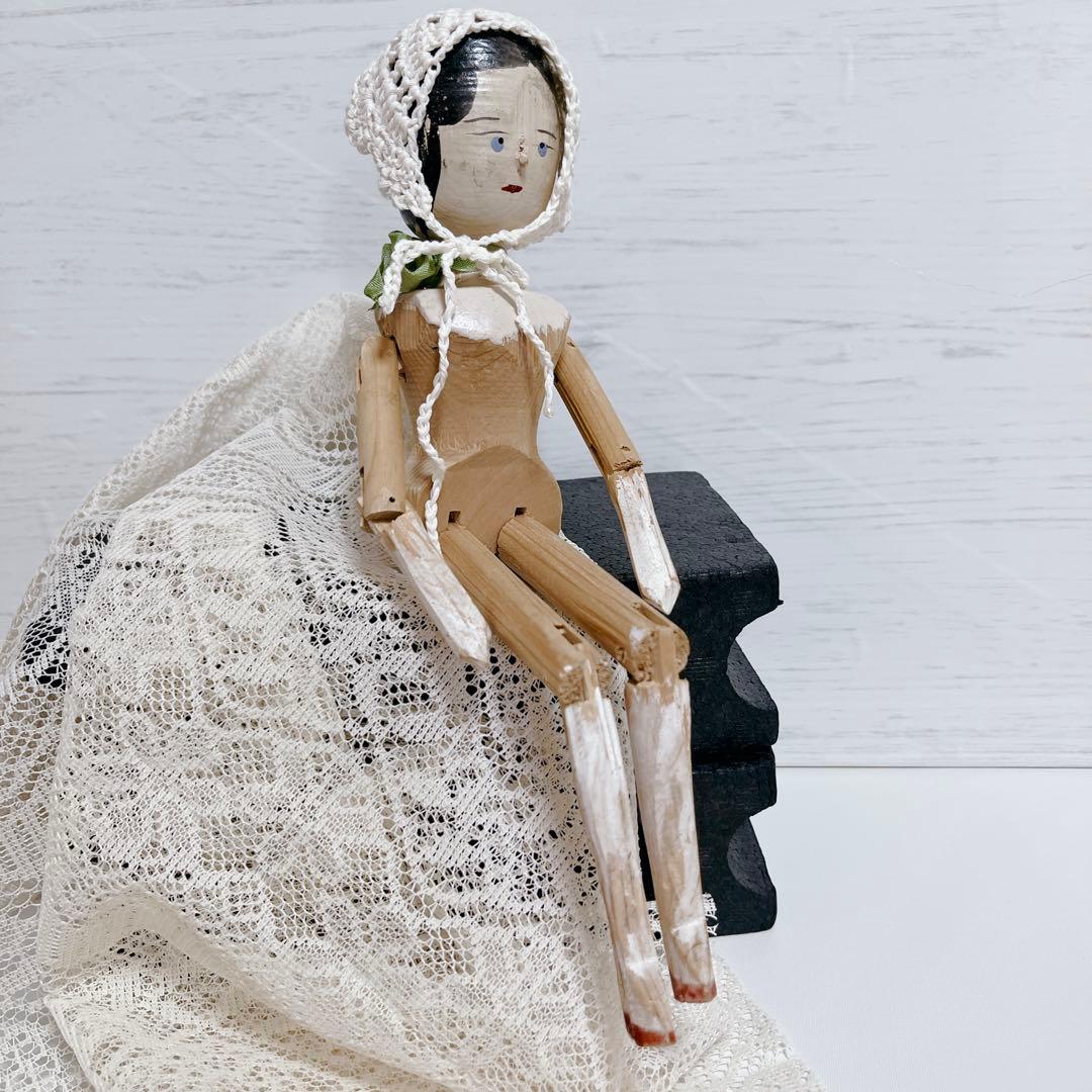 【希少】ペグドール 優しい表情　アンティーク ウッデンドール 木製人形