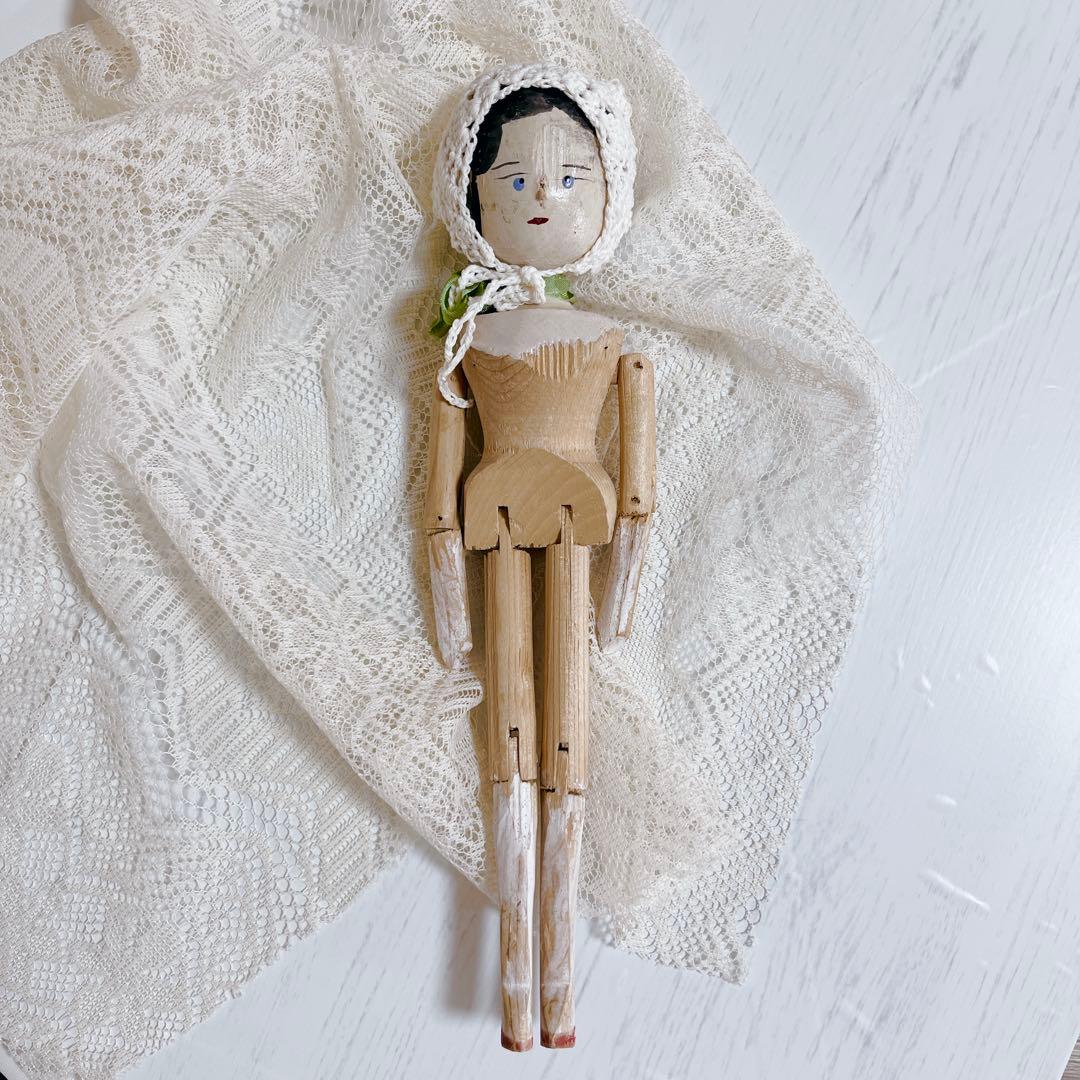 【希少】ペグドール 優しい表情　アンティーク ウッデンドール 木製人形