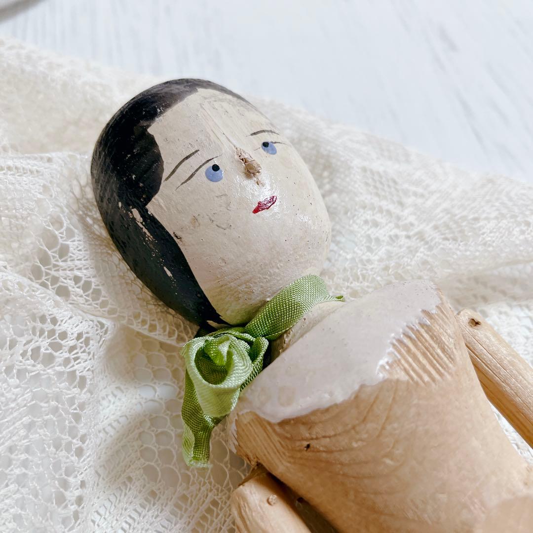 【希少】ペグドール 優しい表情　アンティーク ウッデンドール 木製人形