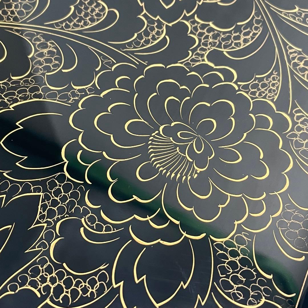 輪島塗り 玉峰作 三重箱 漆器のアソベ 蒔絵 金彩 牡丹唐草 漆器 重箱 おせち