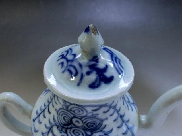 水注■古い染付花唐草紋 水差し お茶道具 古玩 唐物 中国 時代物 骨董品■