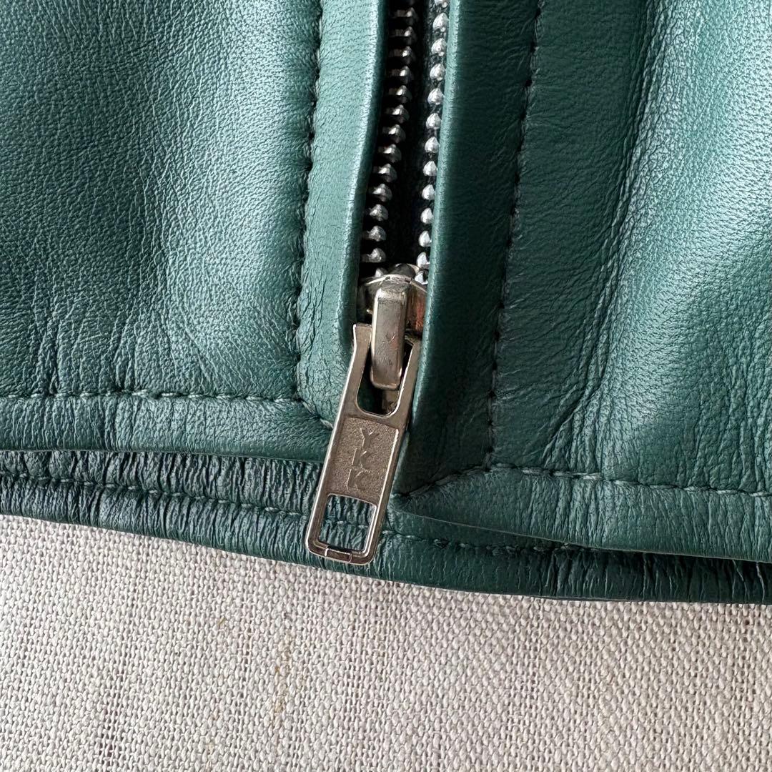 【美品】RH PREMIUM 羊革 希少カラー グリーン ラムレザージャケット