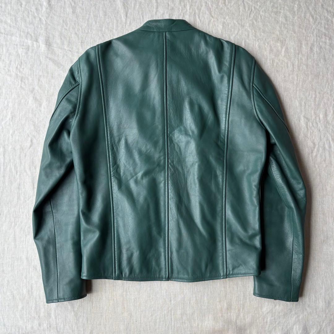 【美品】RH PREMIUM 羊革 希少カラー グリーン ラムレザージャケット