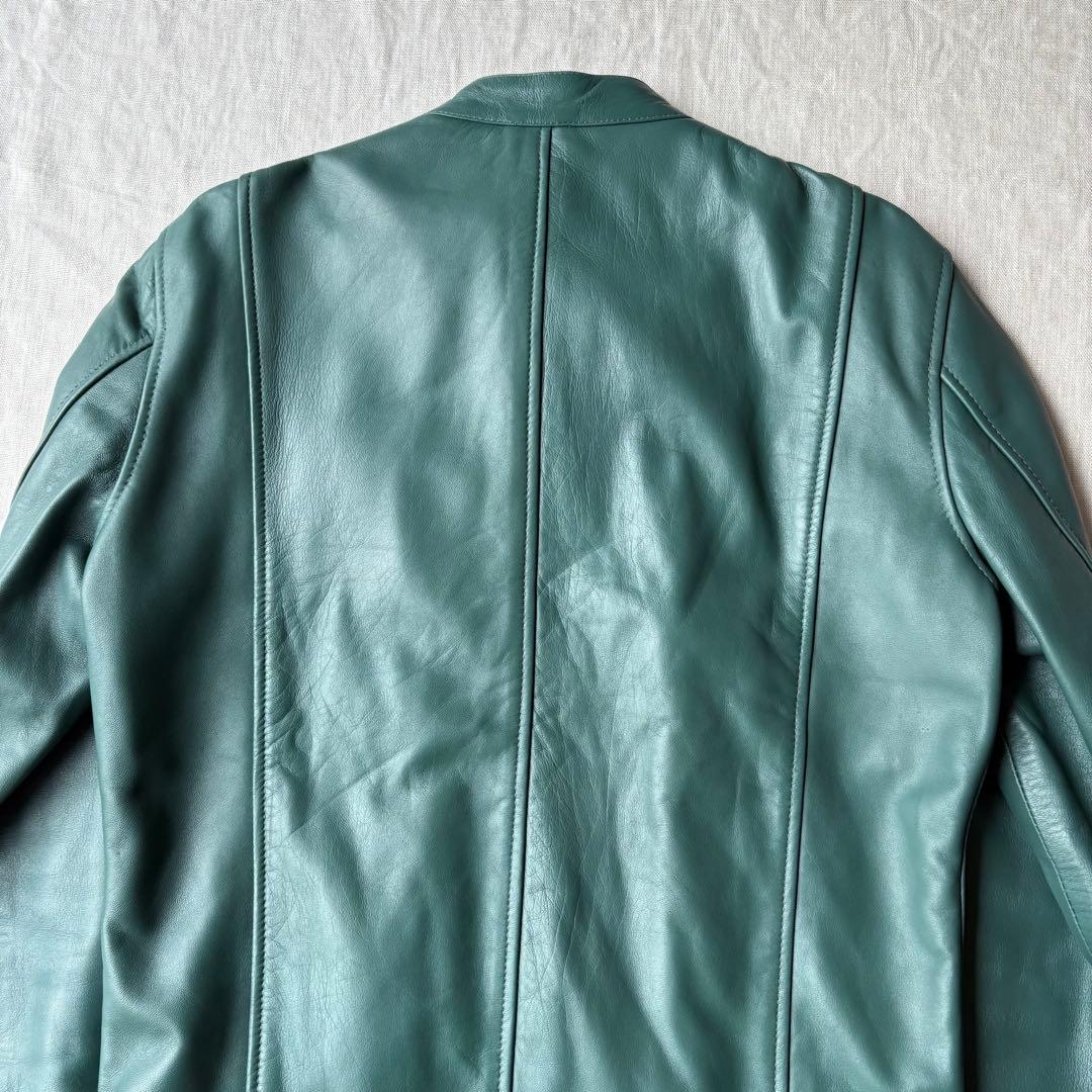 【美品】RH PREMIUM 羊革 希少カラー グリーン ラムレザージャケット