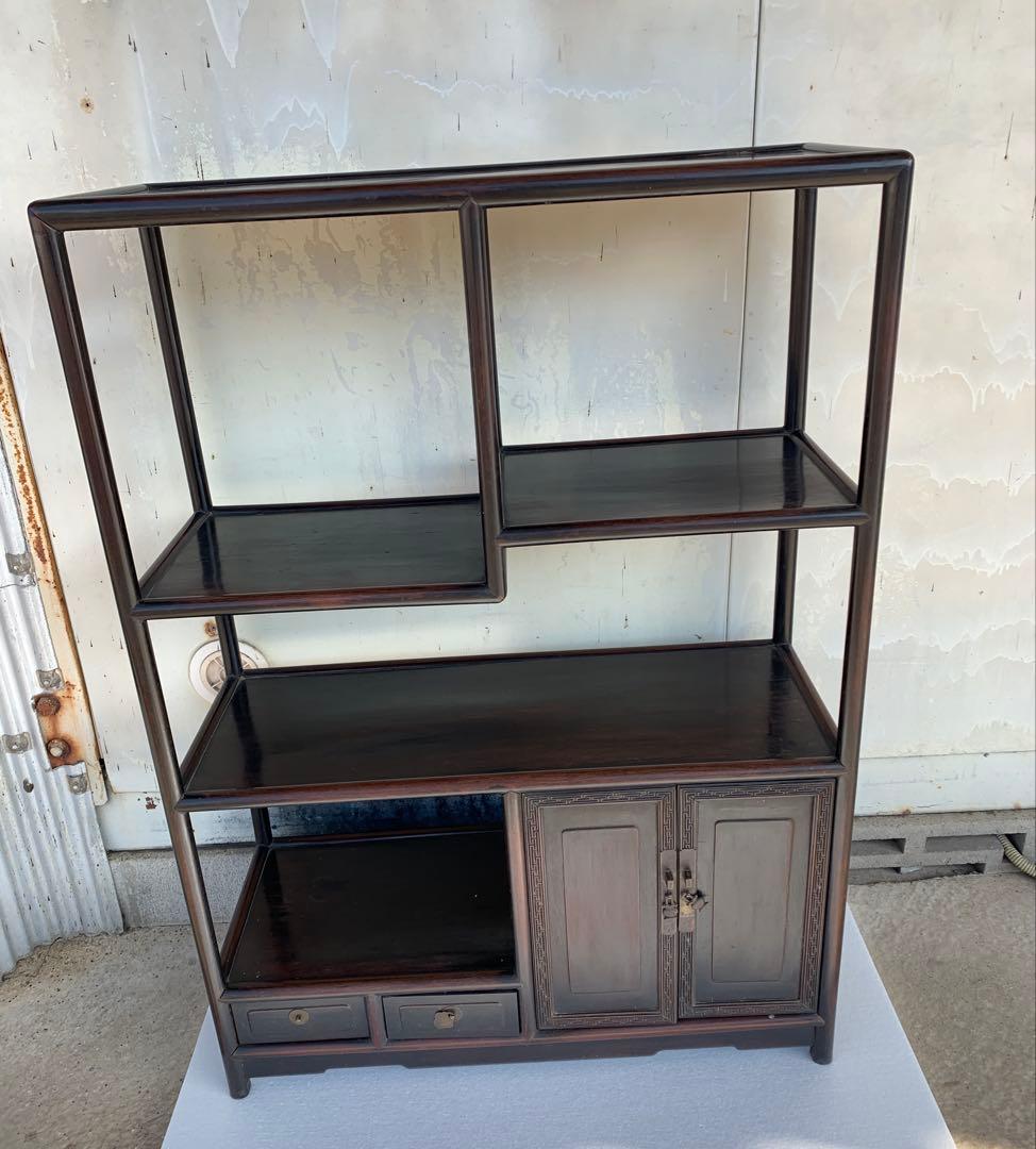 中国家具 古玩 古紫檀 古唐木 雷門 小ぶり 茶棚 無垢材