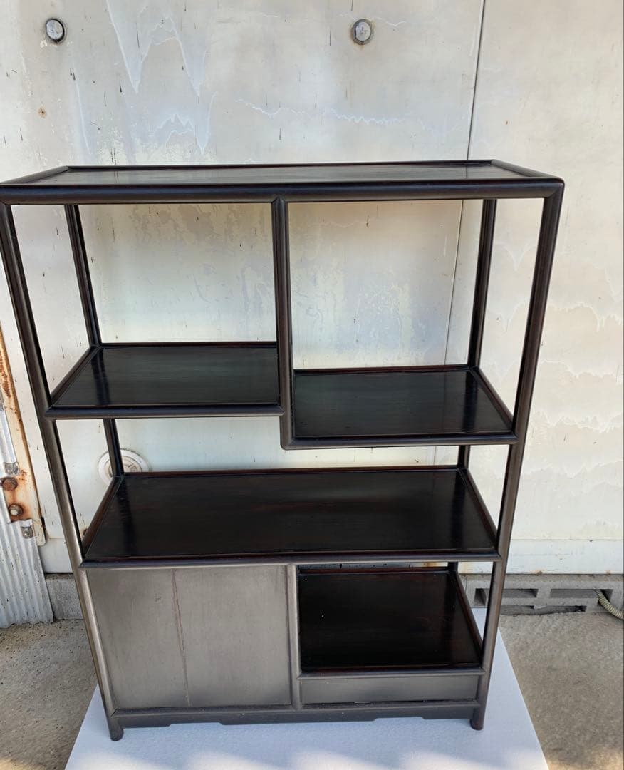 中国家具 古玩 古紫檀 古唐木 雷門 小ぶり 茶棚 無垢材