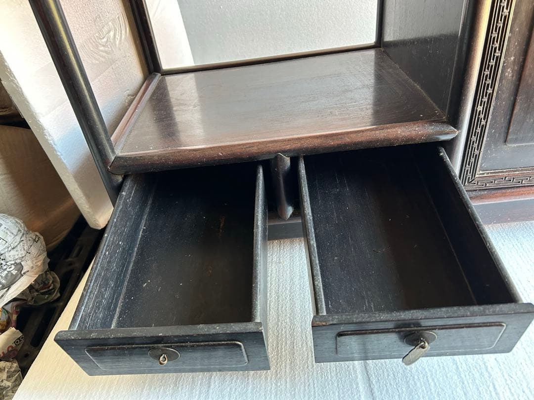 中国家具 古玩 古紫檀 古唐木 雷門 小ぶり 茶棚 無垢材