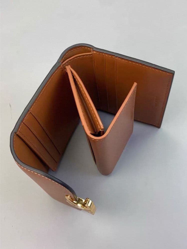 CELINE セリーヌトリオンフ レザー三つ折り 財布 ブラウン