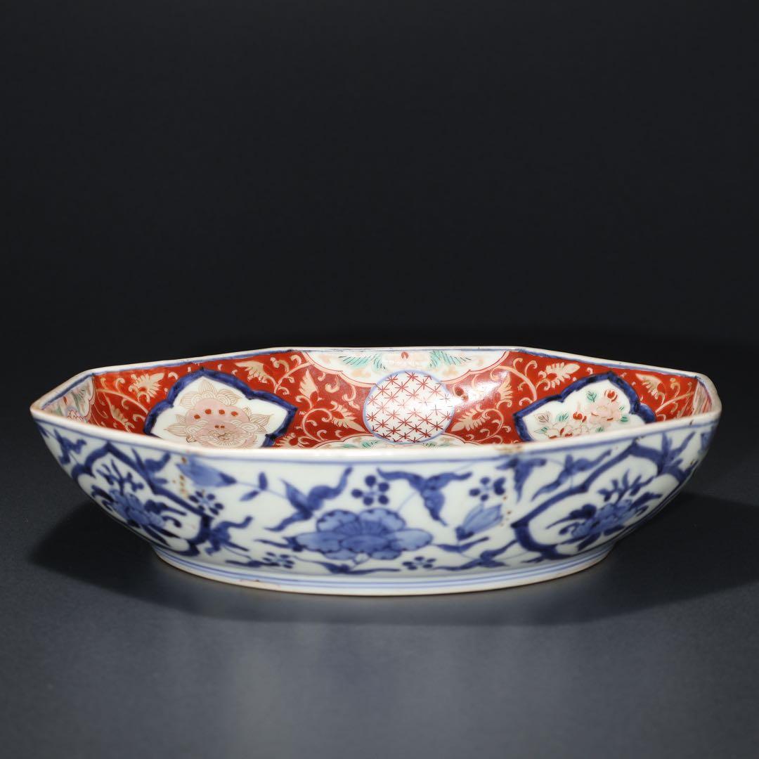 古伊万里金襴手八角鉢　∅ 24㎝　骨董　古伊万里　R0100ラ