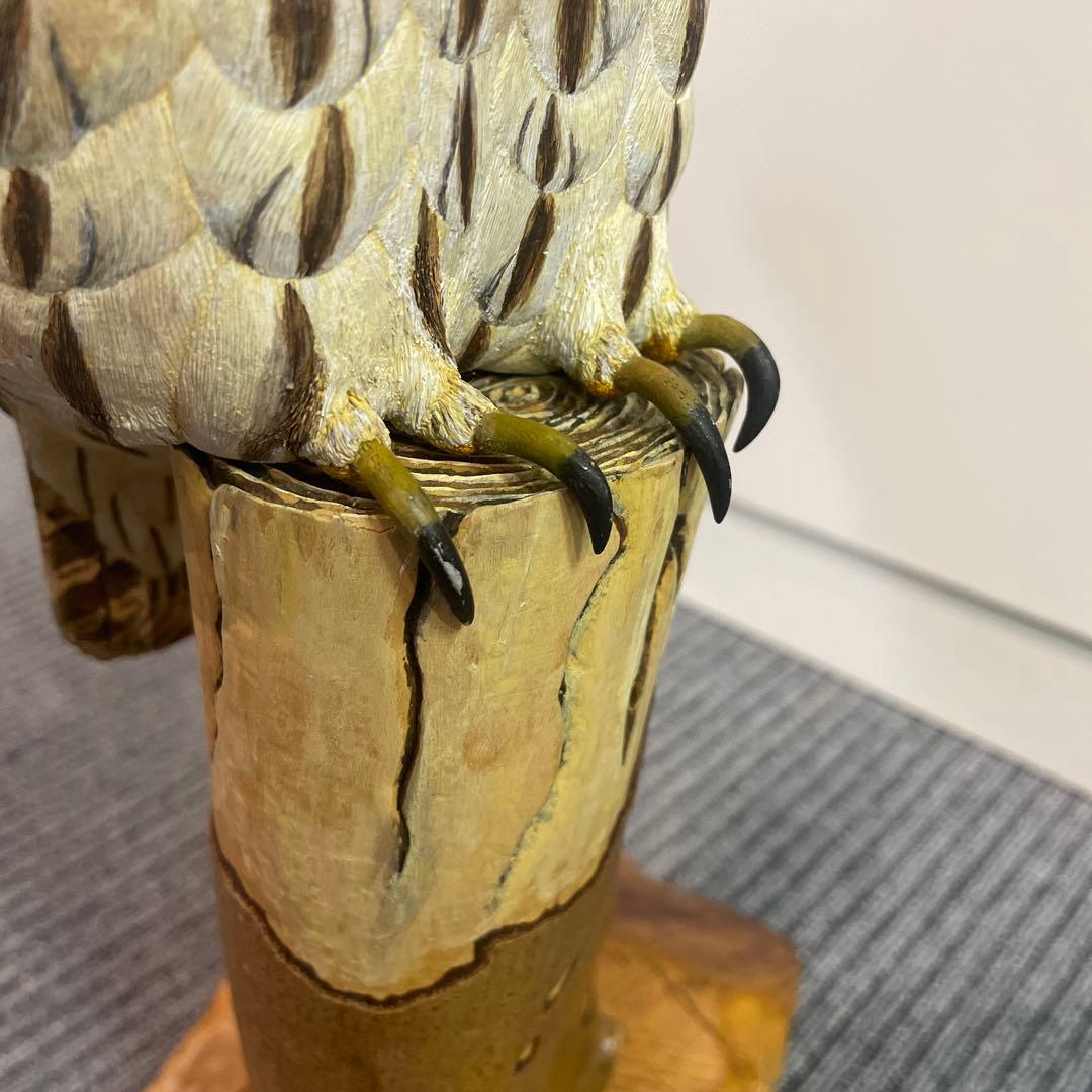 彫刻，ふくろう、木彫り、アンティーク品，置物