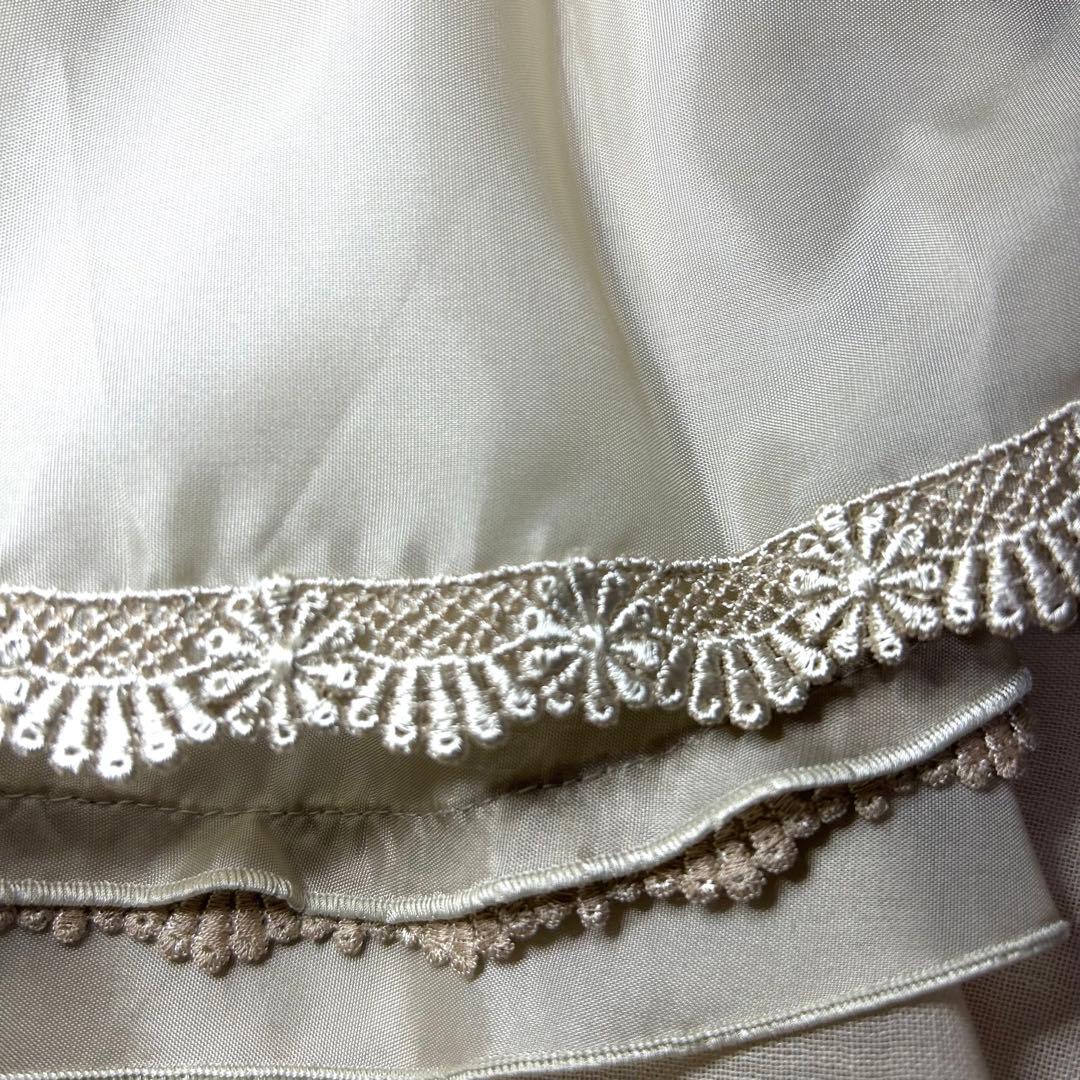 【美品】FOXEY✨フレアスカート チュール【40】ベージュ