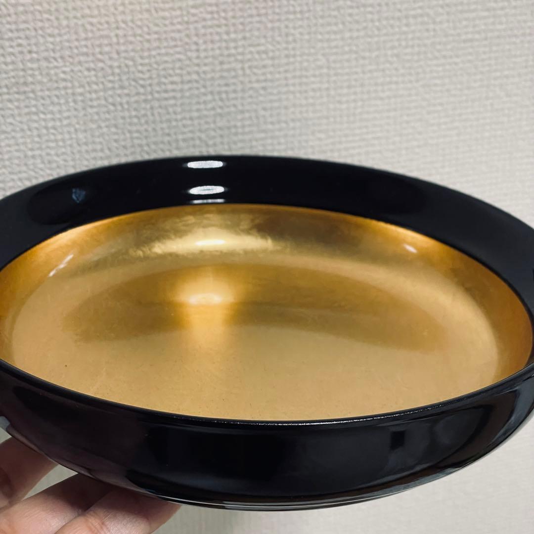 金箔の漆器　末広鉢　21cm 未使用 箱付き 美品　伝統工芸　ゴールド　菓子入れ