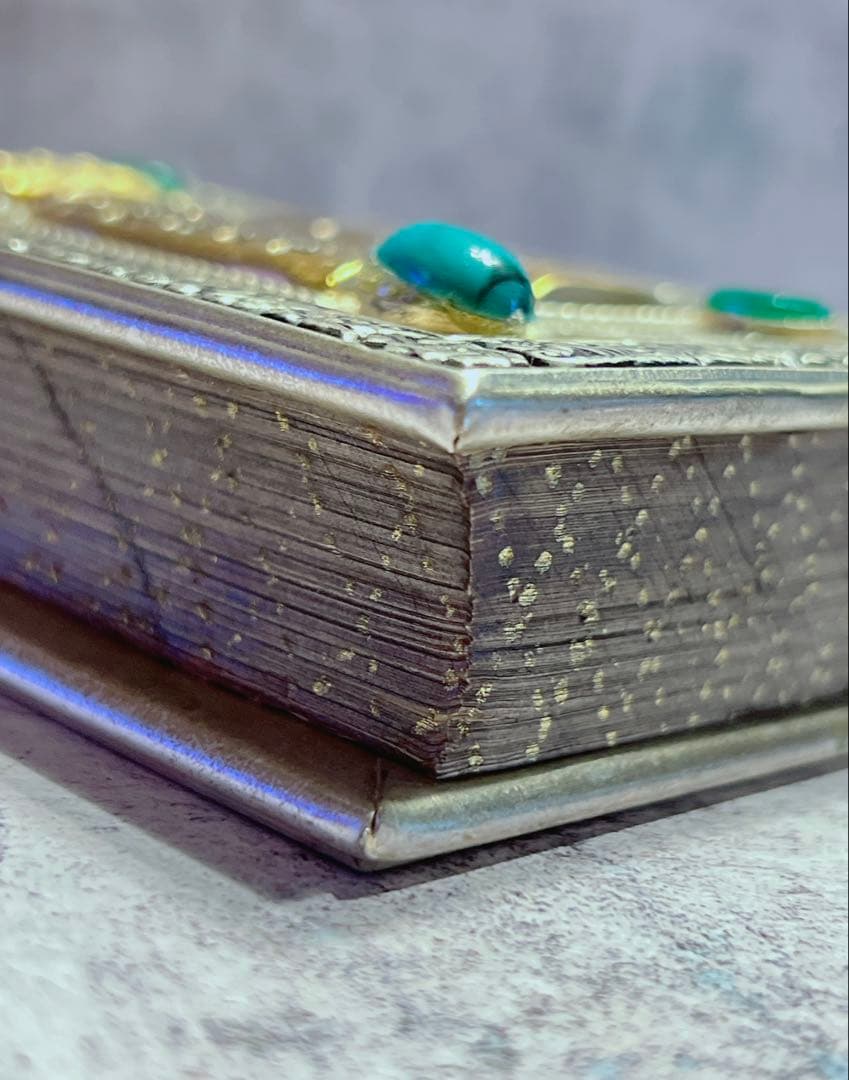 ヴィンテージ　祈祷書　聖書　イスラエル　ヘブライ語　トルコ石風　古本　洋書