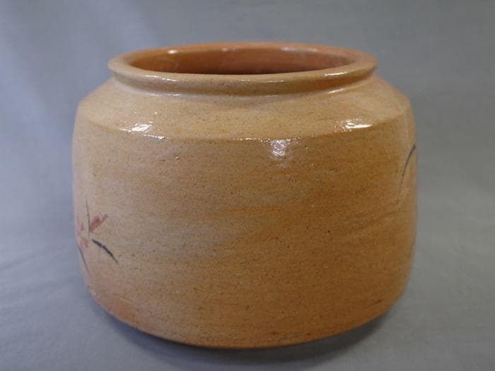 大樋焼　手焙　撫子文　秋の七草　無傷美品　径22.5cm　H16cm 合わせ箱