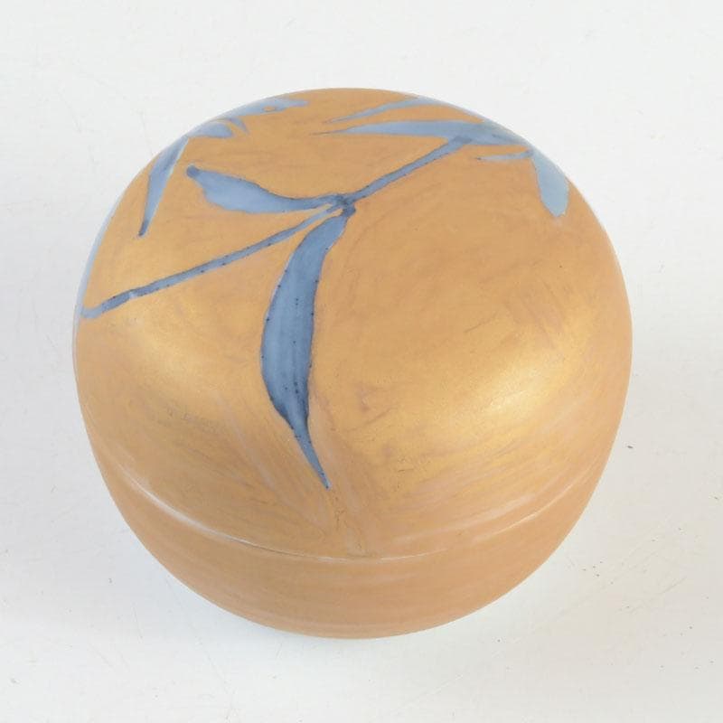 茶道具　染付金彩　りんどう図　御薄器　在銘　共箱　V　9482