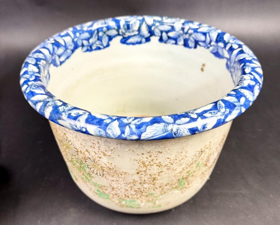 江戸時代 古染付鉢 呉須 青花 焼物 入手困難 骨董 日本古玩 WWTT215
