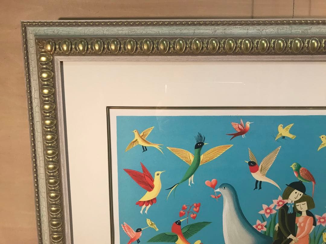 ペイネ　「幸福鳩に乗って」　リトグラフ　直筆サイン・エディション有り