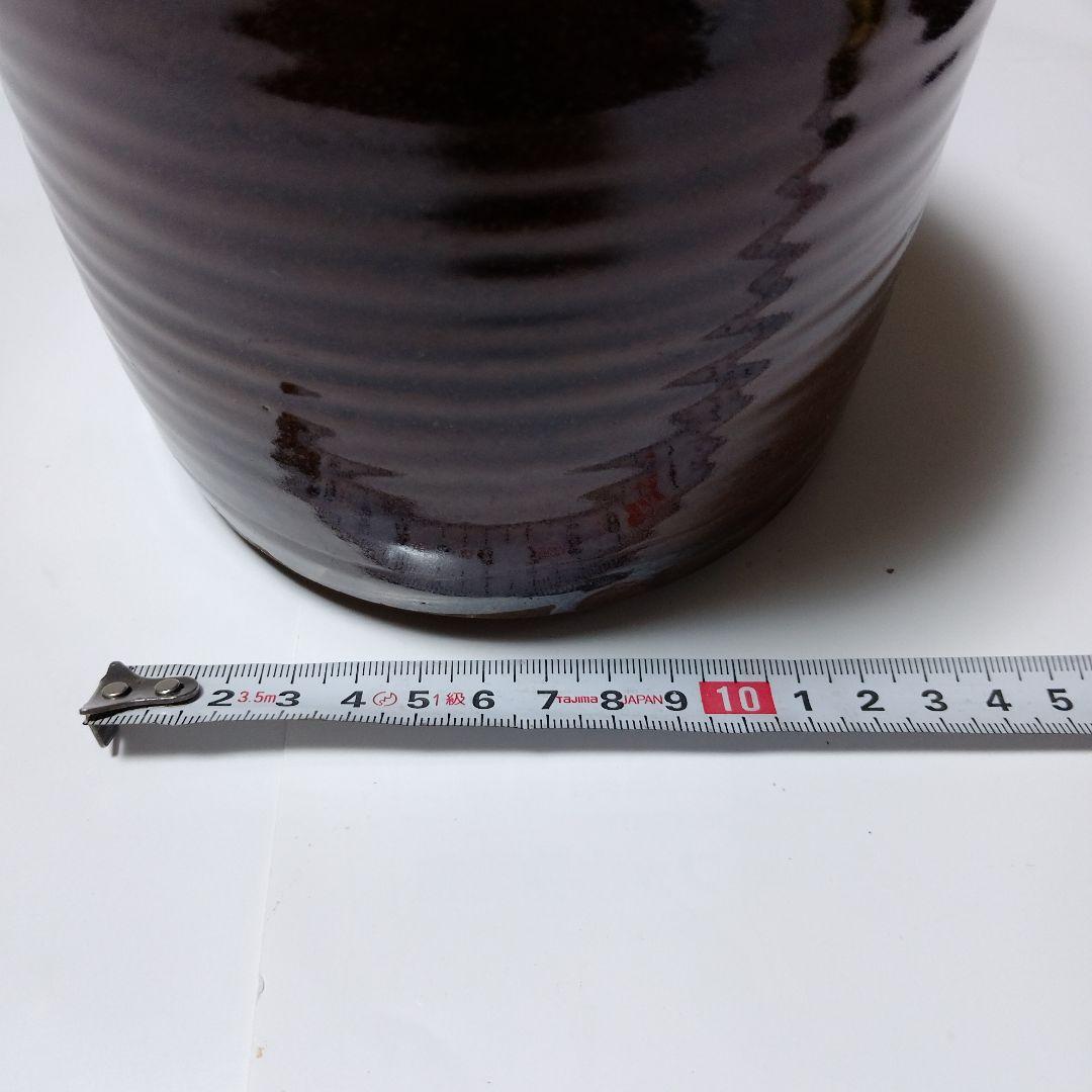 黒釉 陶器 水差し 蓋付き　台座付き