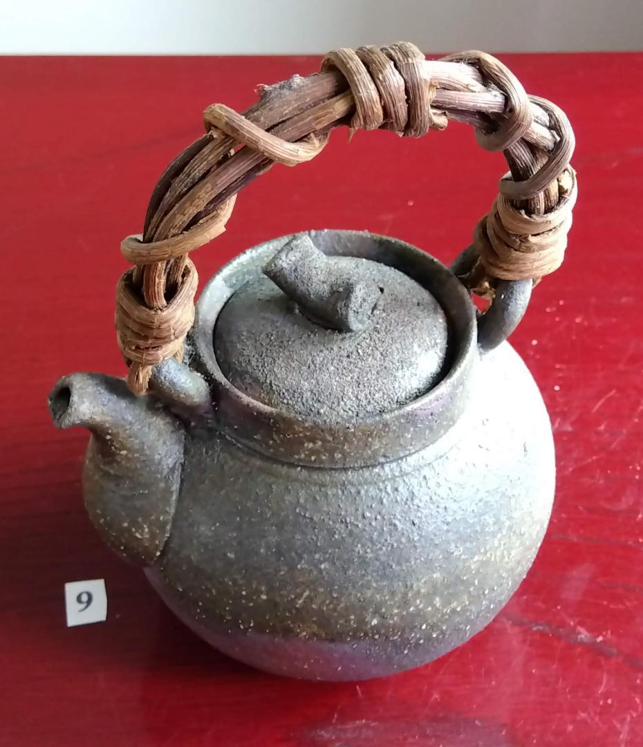 越前焼名工　村島　順　【鮎陶房】急須代表的作家逸品自然灰釉究極美蔓手持ち急須酒器