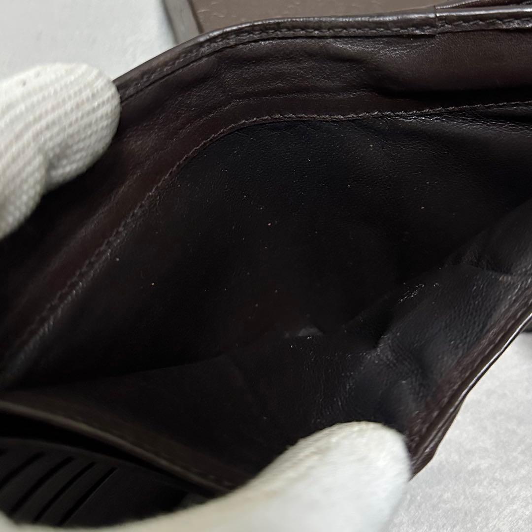 GUCCI グッチ　折り財布　メタルロゴ　Wホック　ブラウン　グッチシマ　GG