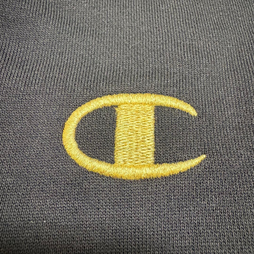 【希少】チャンピオン パーカーセットアップ　デカロゴ　XL 黒金 y2k 00'