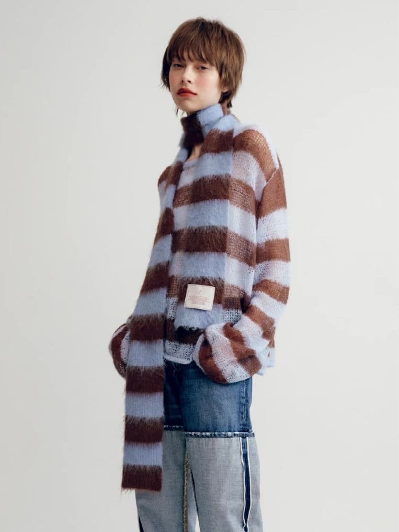 【新品未使用】Border muffler blue border あさぎーにょ