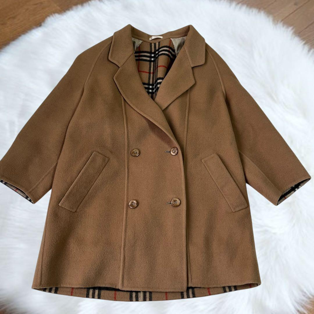 【極美品】バーバリーズ　ダブルチェスター ピーコート ウール　ノバチェック