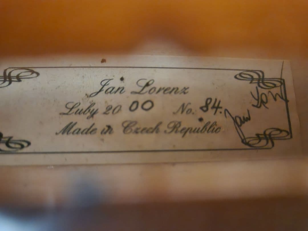 バイオリン (Jan Lorenz, 2000年製) 製作証明書他付属品