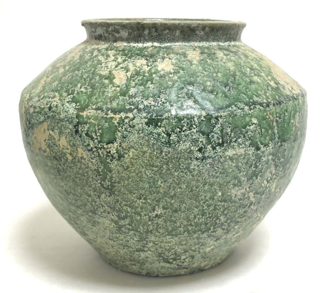 中国・後漢時代 1世紀 漢緑釉 緑釉壷 伝世品焼物 保証 ウブ品 WWTT204