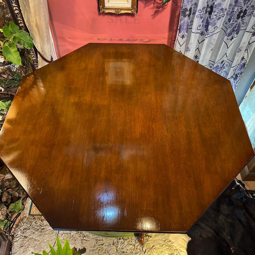 Sale ヴィンテージ オーク　８角　収納付き　ラウンドテーブル