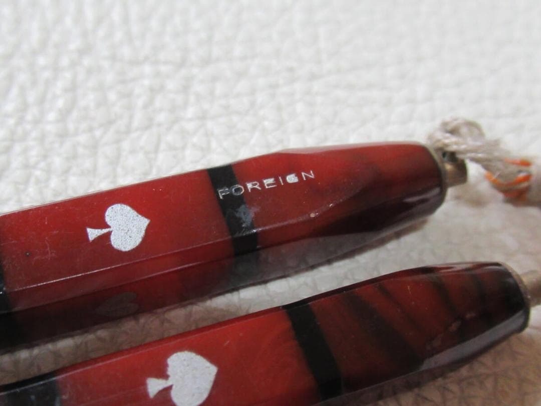 美品大正時代英国製◆フォーリン 茶黒トランプ柄 セルロイド製 先端回転式ペンシル