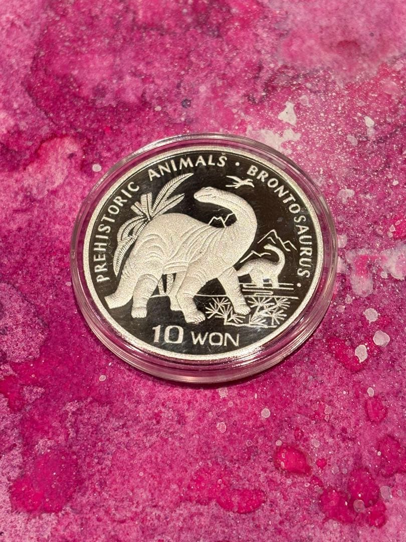 純銀　銀貨 1995年　北朝鮮　ブロントザウルス