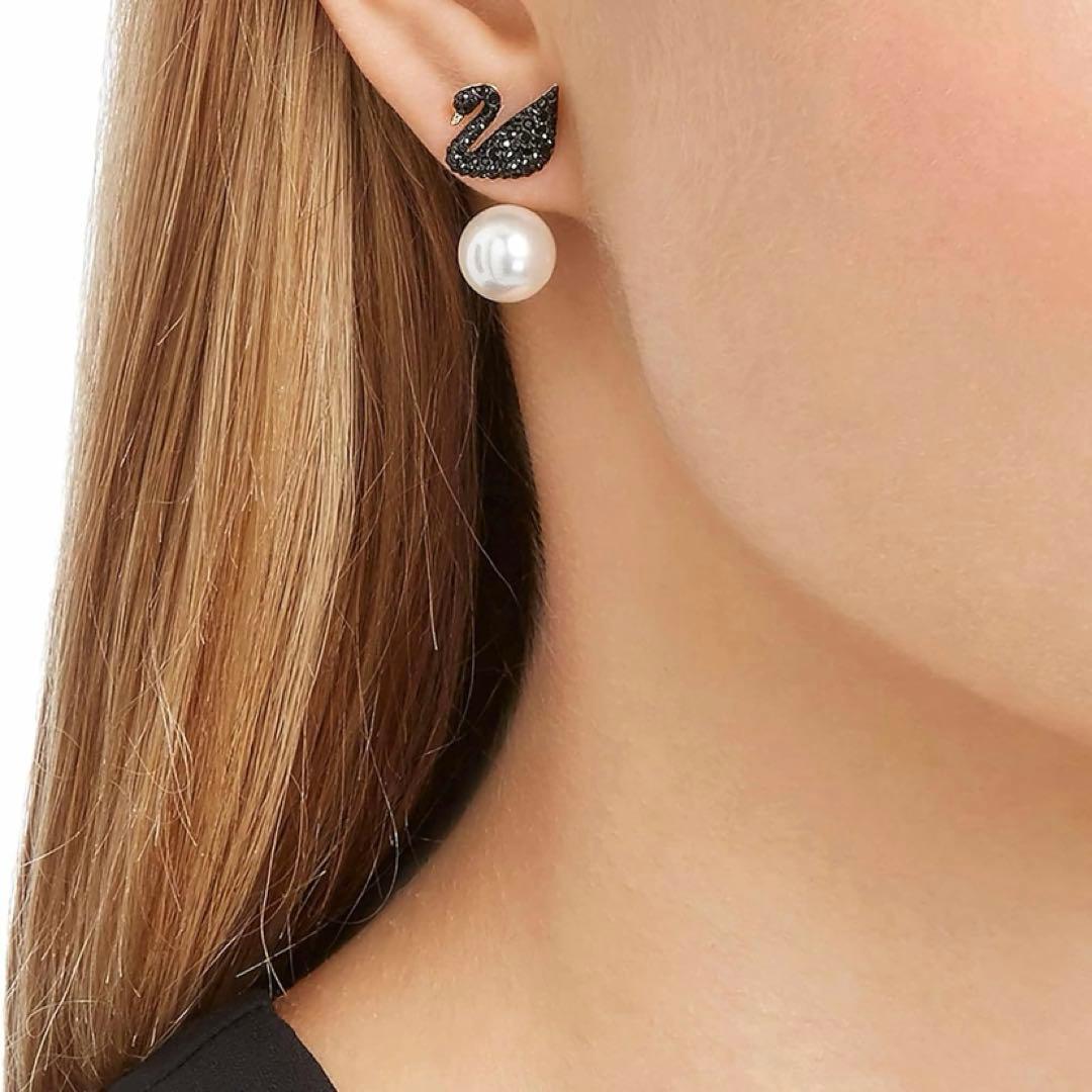 【スワロフスキー】Swan イヤージャケット スワン ブラック 新品未使用 美品