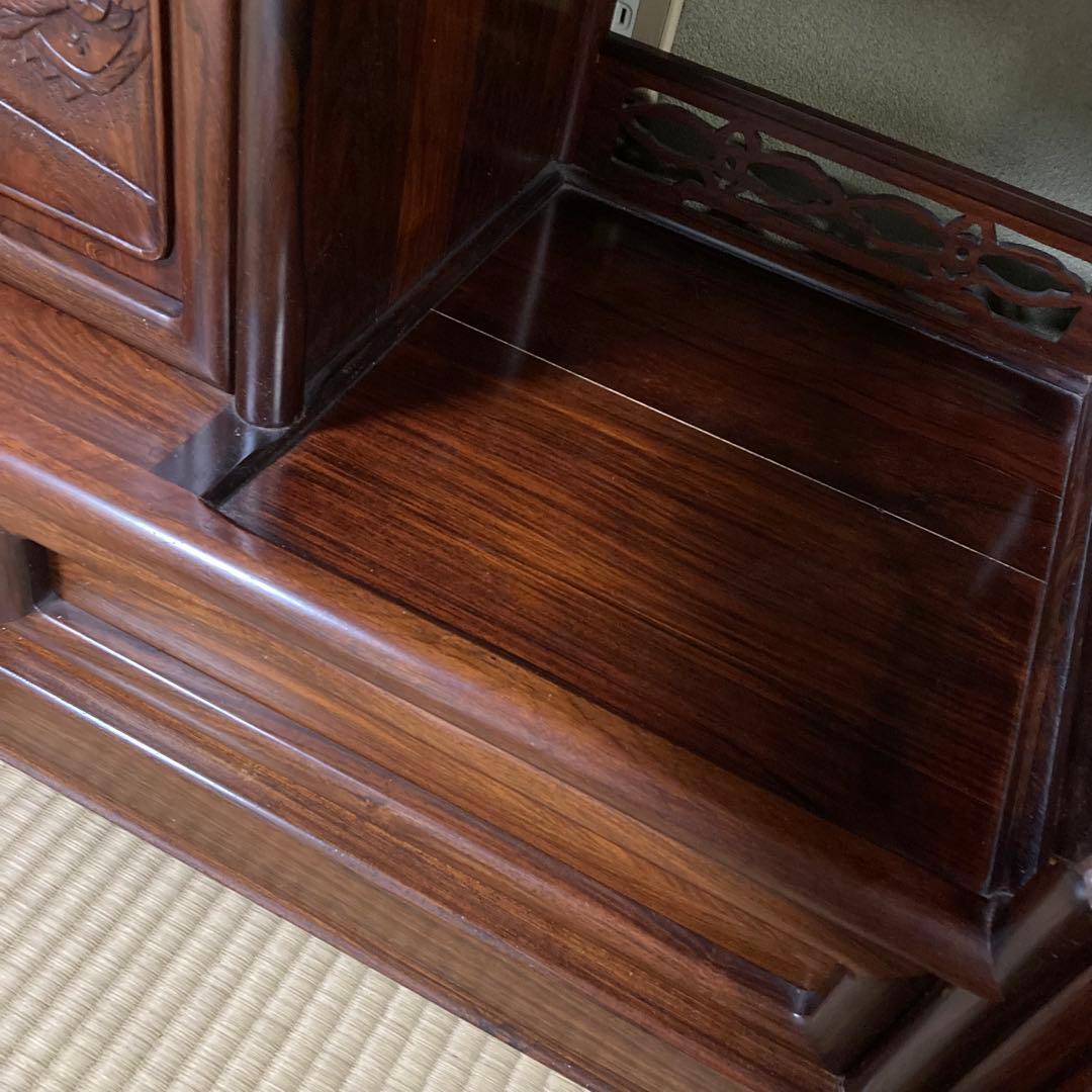 唐木家具 茶箪笥 飾り棚 違い棚 紫檀調 昭和レトロ ビンテージ 送料込み