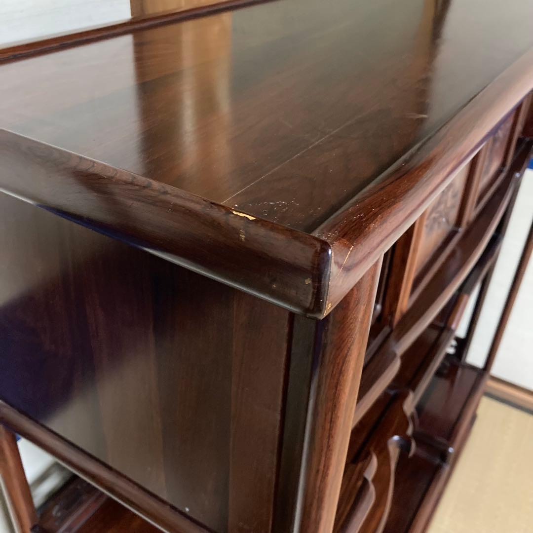 唐木家具 茶箪笥 飾り棚 違い棚 紫檀調 昭和レトロ ビンテージ 送料込み