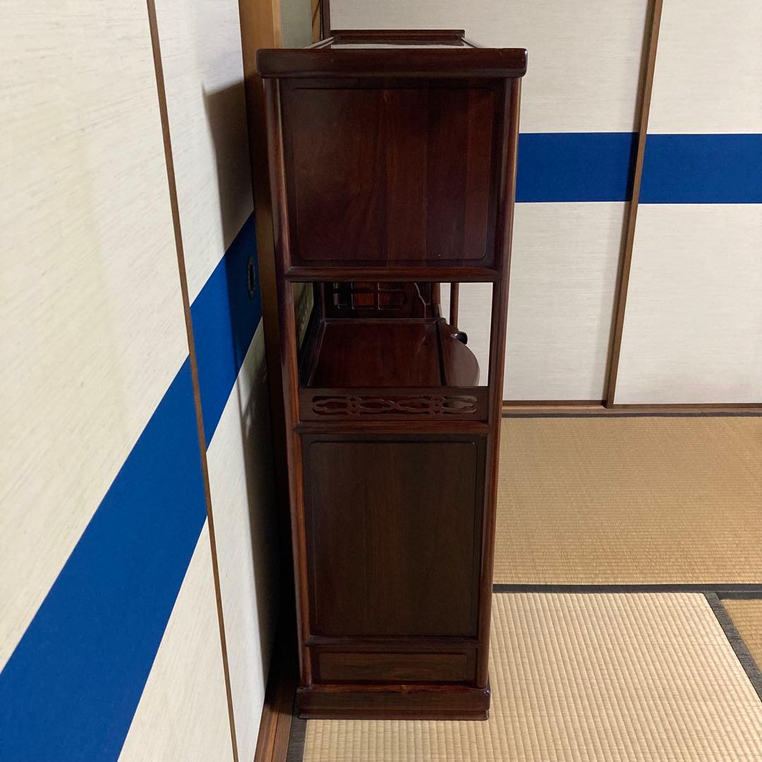 唐木家具 茶箪笥 飾り棚 違い棚 紫檀調 昭和レトロ ビンテージ 送料込み