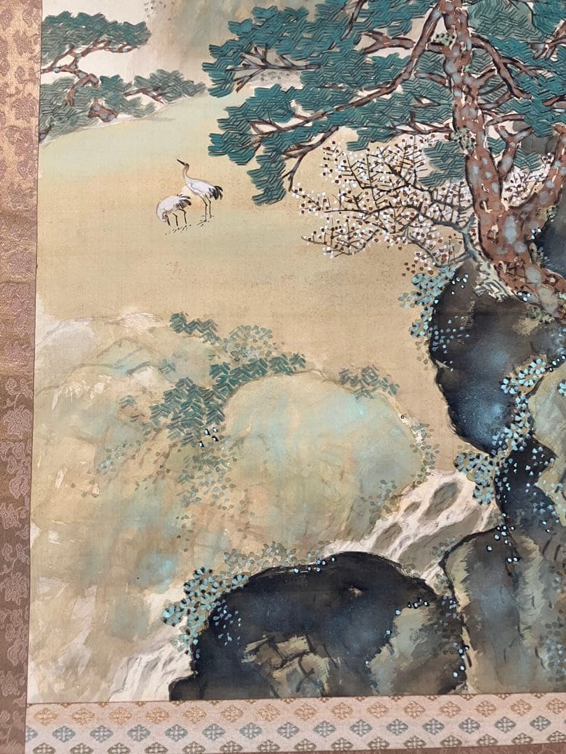 清泉筆　山水画の二幅一対掛軸