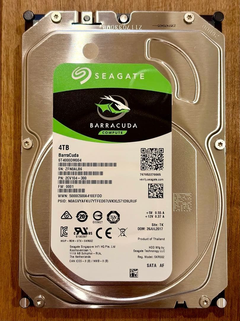 内蔵型ハードディスクドライブ SEAGATE 4TB HDD ST4000DM004 BarraCuda
