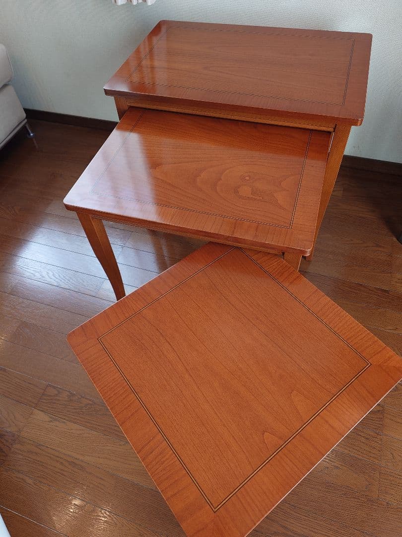 お値下げ！〈セルバ社〉イタリア家具☆木製ネストテーブル 3段式 ブラウン