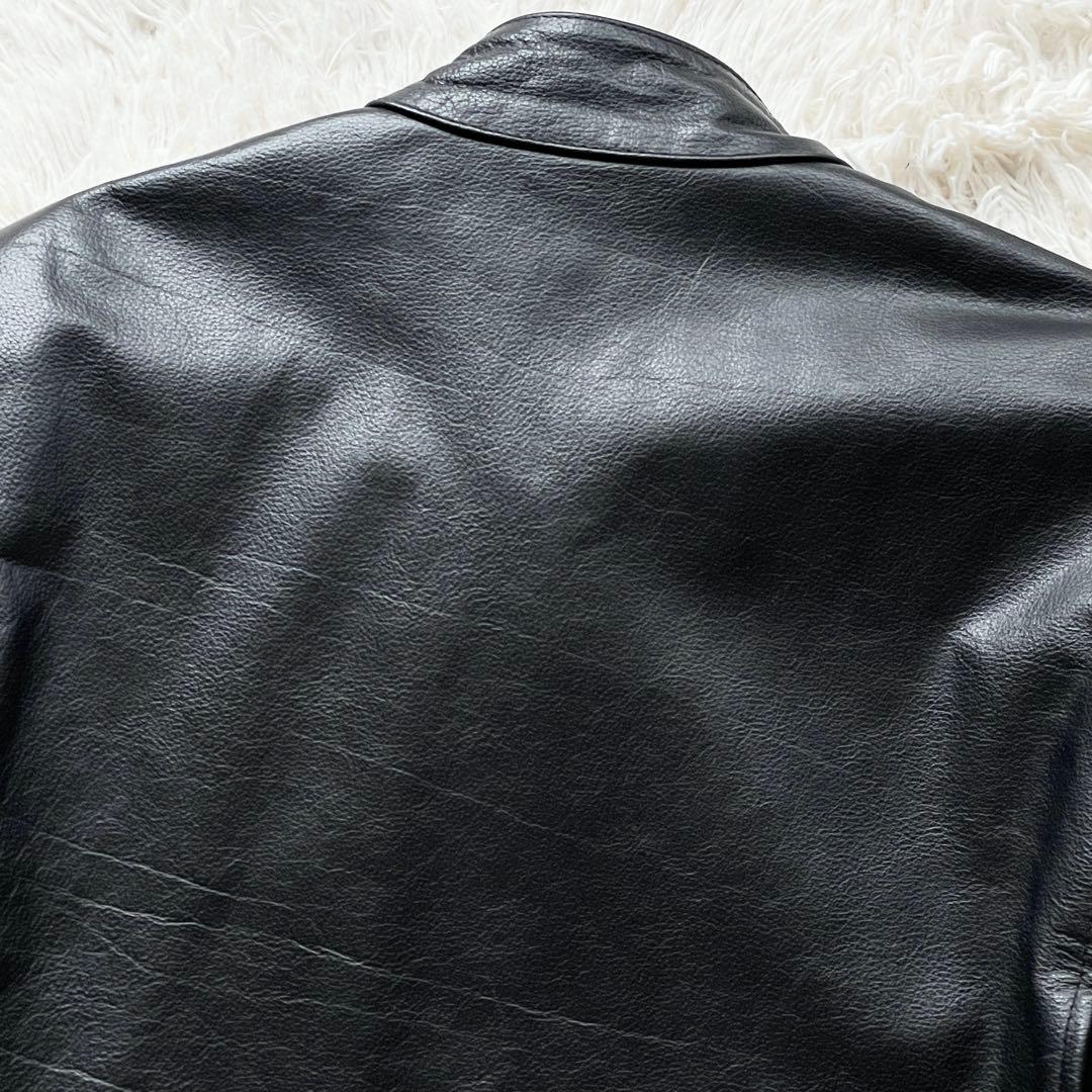 美品 希少 XXXL HORN WORKS レザー シングルライダース シボ加工