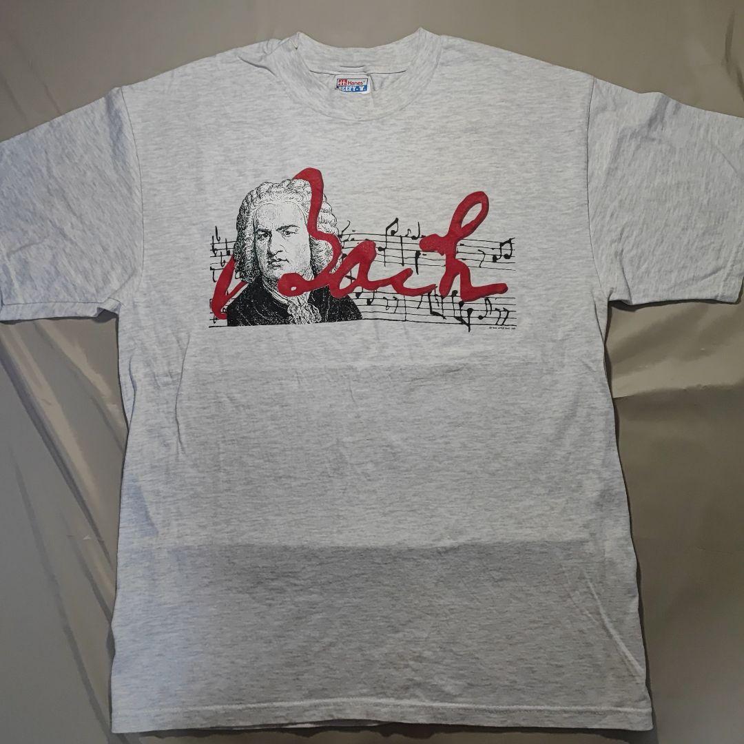 90年代 J.S.BACH バッハ Tシャツ ヘインズ　両面プリント グレー